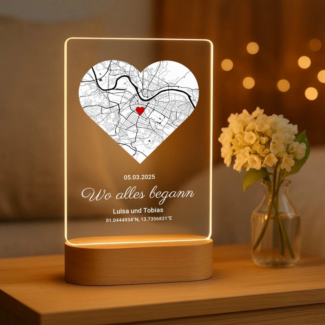 Customizable LED Night Lamp with Wooden Stand