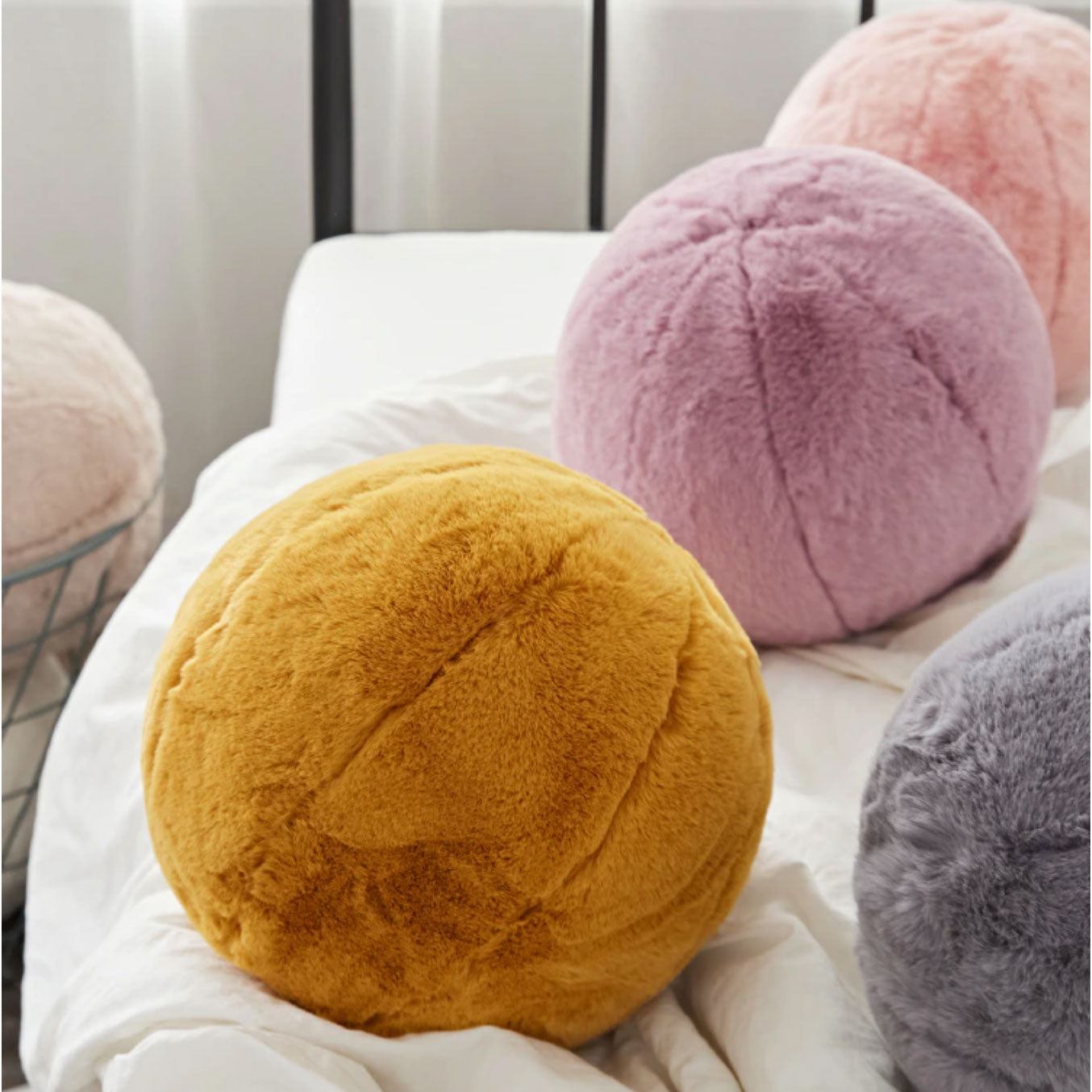 Plush Fuzzy Ball Cushion
