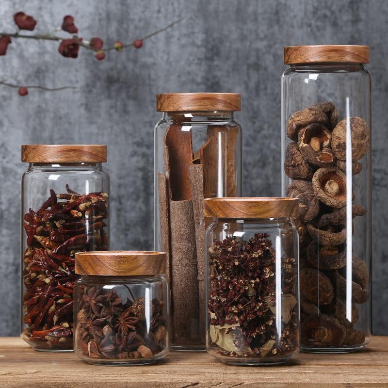 Clear Glass Kitchen Storage Jars Airtight Containers