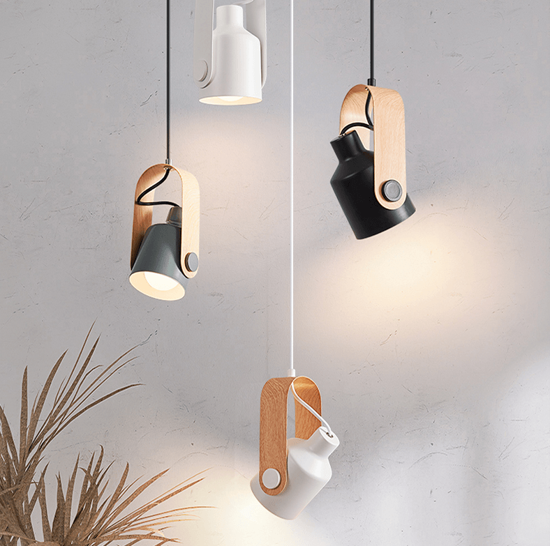 Rustic Wooden Style Pendant Light Modern Metal Finish