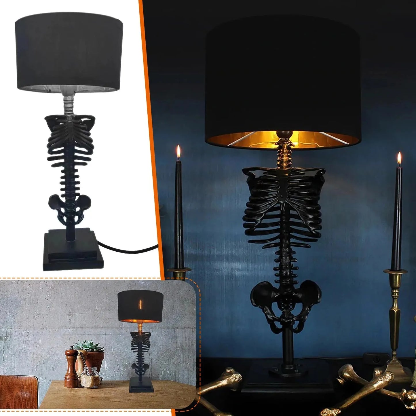 Dark Skeleton Desk Lamp - Unique Handcrafted Design