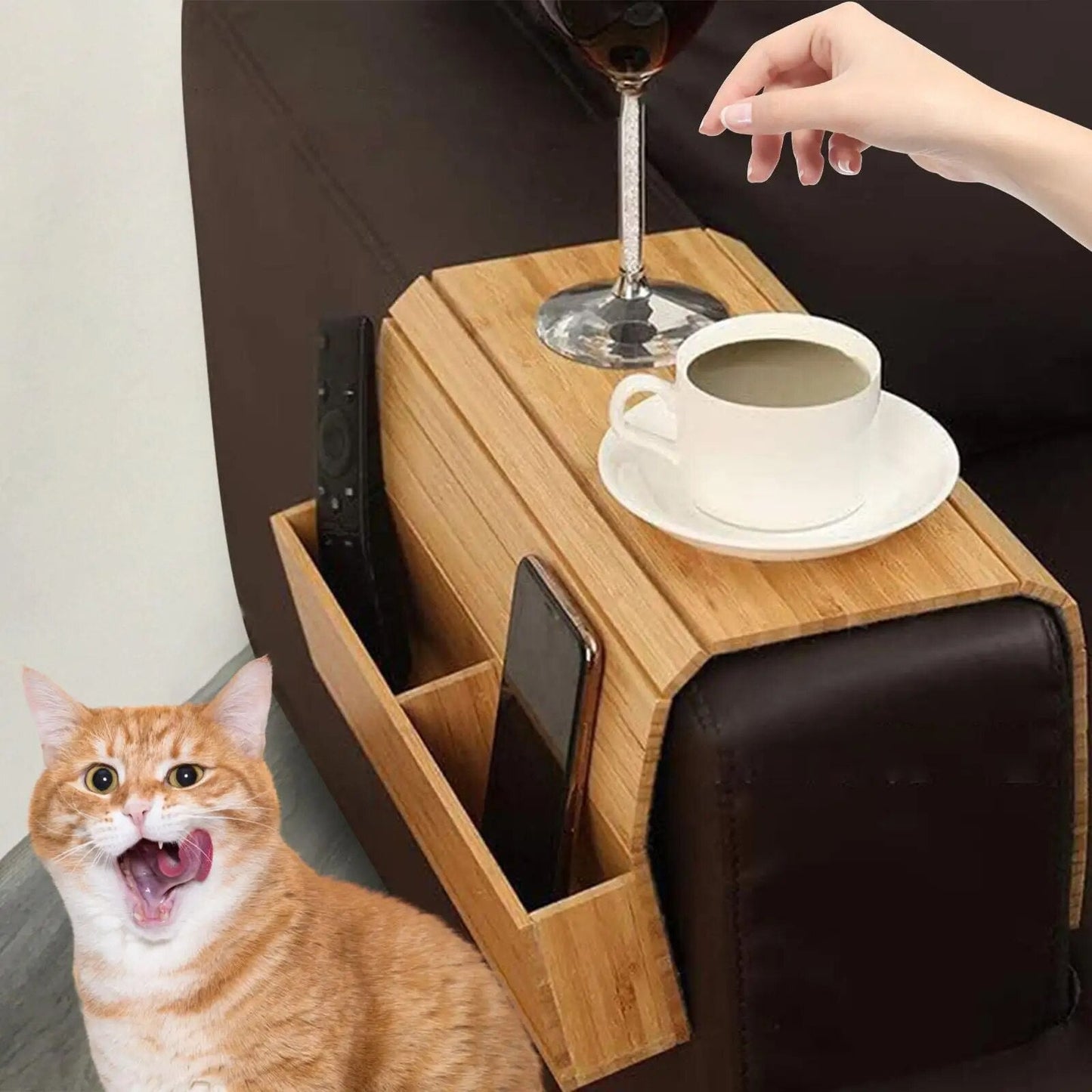 Space Saving Sofa Tray Table with Cup Holder