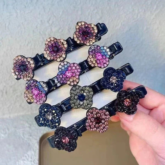 Shiny Gemstone Braided Hair Barrettes - Befez