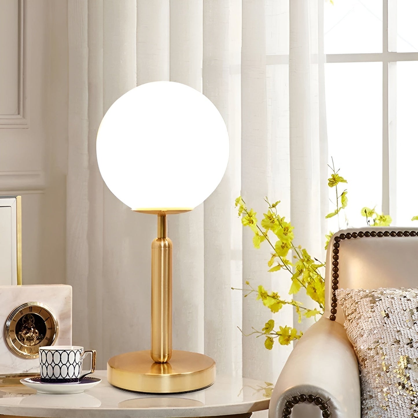 Stunning Glass Brass LED Table Lamp