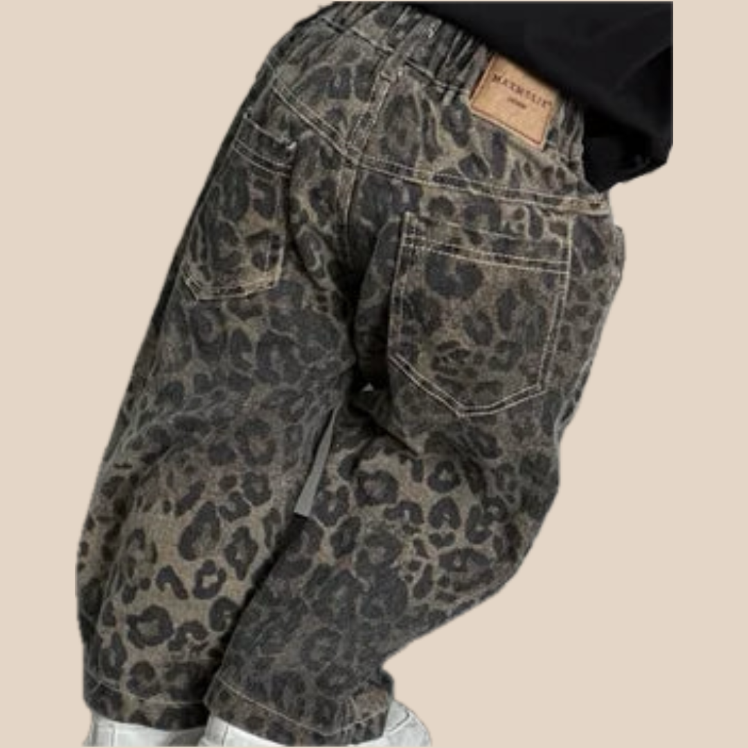 Soft Leopard Kids Jeans - Black Comfortable Cotton Pants