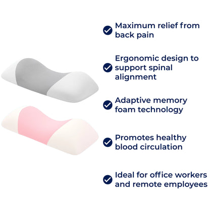 Contour Memory Foam Lumbar Pillow for Back Pain Relief