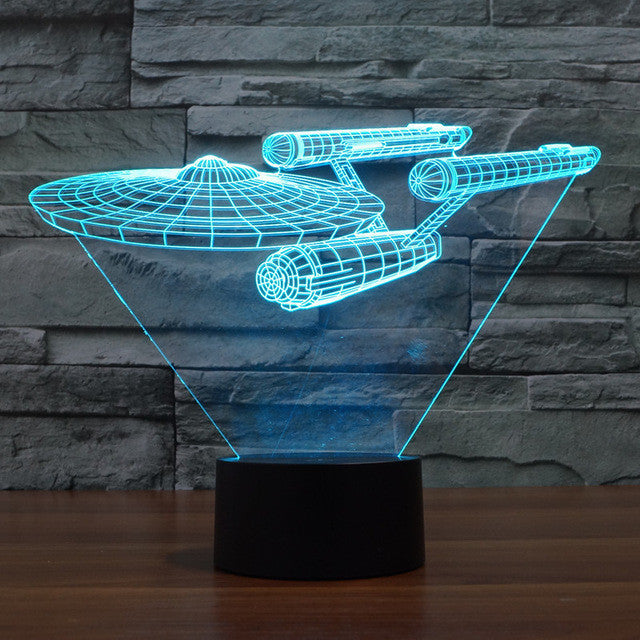 Colorful 3D Star Trek Lamp with Floating Ship Design - Befez