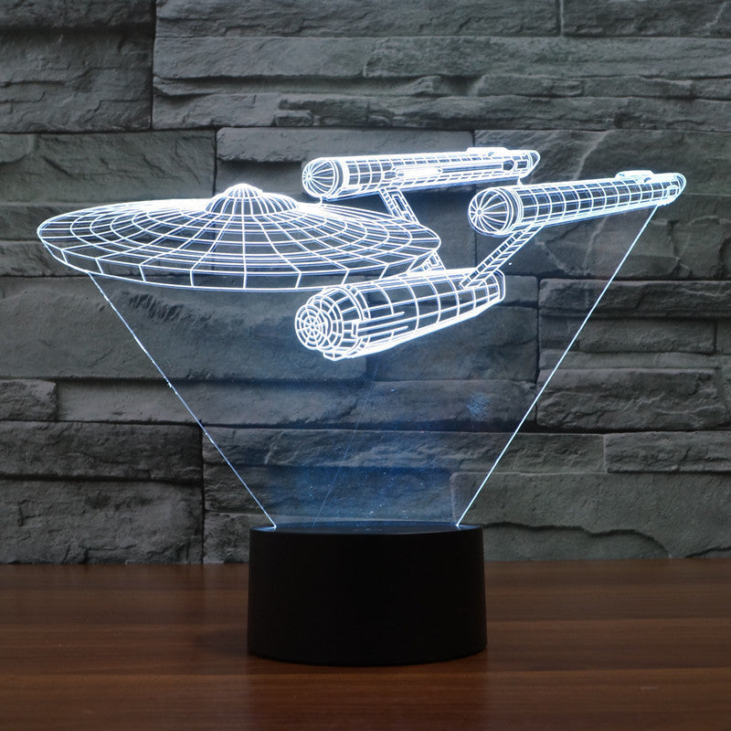 Colorful 3D Star Trek Lamp with Floating Ship Design