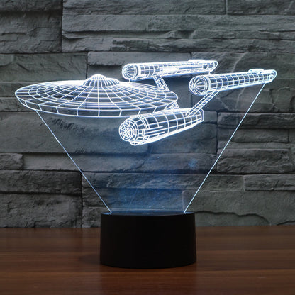 Colorful 3D Star Trek Lamp with Floating Ship Design