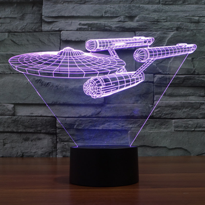 Colorful 3D Star Trek Lamp with Floating Ship Design