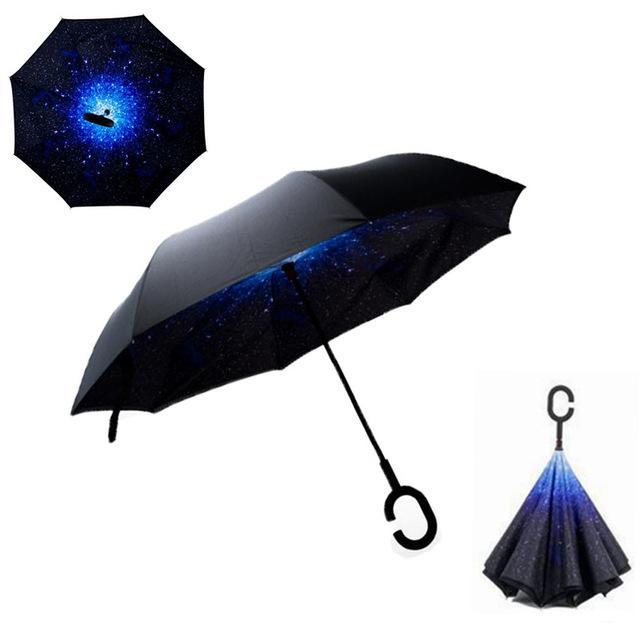 Windproof Reversible Handsfree Compact Umbrella