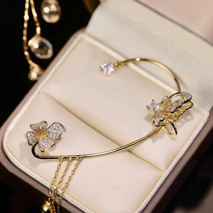 Befez | Glamorous Drop Earrings with Butterfly Motif and Sparkling Zirconia