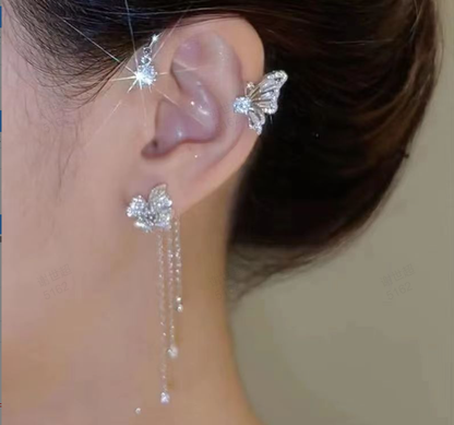 Befez | Glamorous Drop Earrings with Butterfly Motif and Sparkling Zirconia