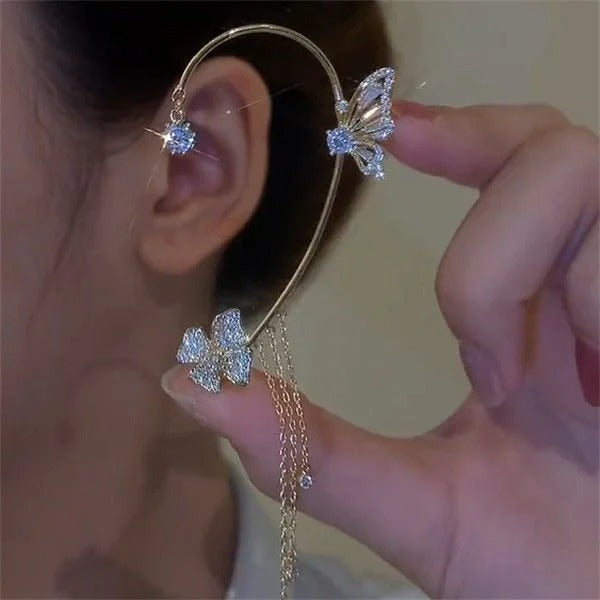 Befez | Glamorous Drop Earrings with Butterfly Motif and Sparkling Zirconia