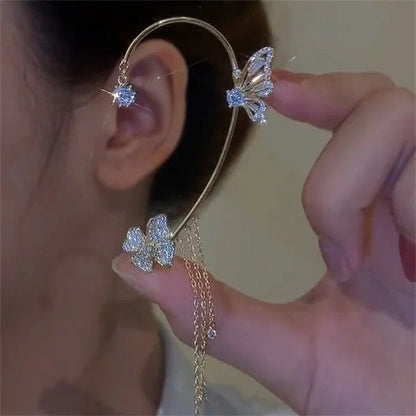 Befez | Glamorous Drop Earrings with Butterfly Motif and Sparkling Zirconia