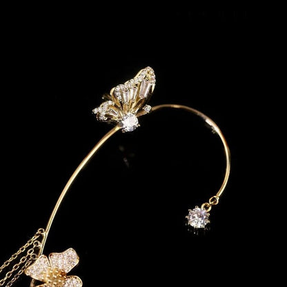Befez | Glamorous Drop Earrings with Butterfly Motif and Sparkling Zirconia