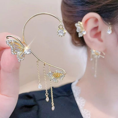 Befez | Glamorous Drop Earrings with Butterfly Motif and Sparkling Zirconia