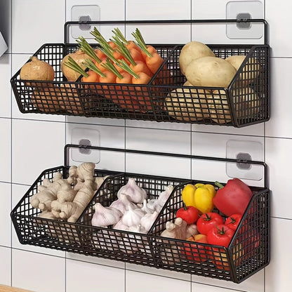 Space-Saving Wire Kitchen Wall Basket Organizer