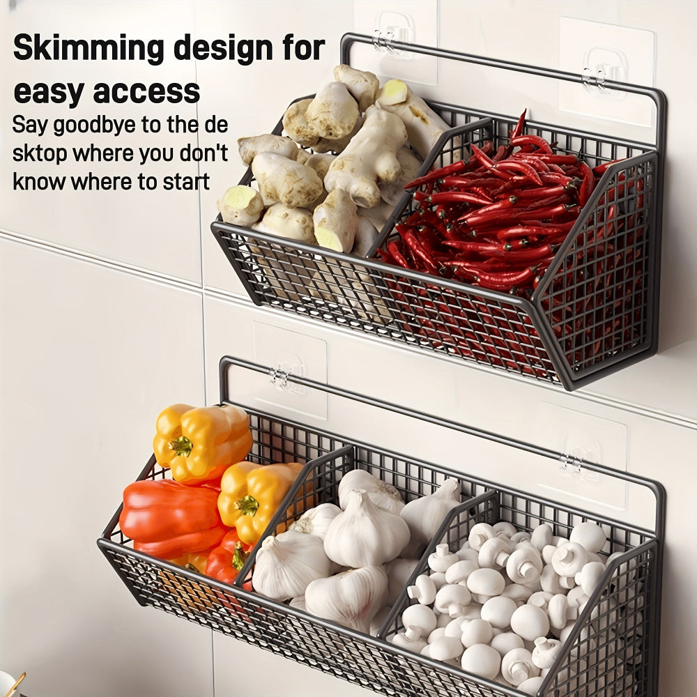 Space-Saving Wire Kitchen Wall Basket Organizer