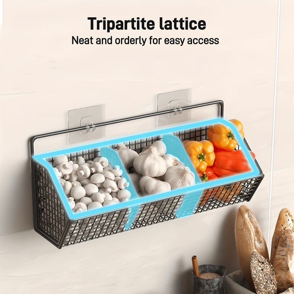 Space-Saving Wire Kitchen Wall Basket Organizer