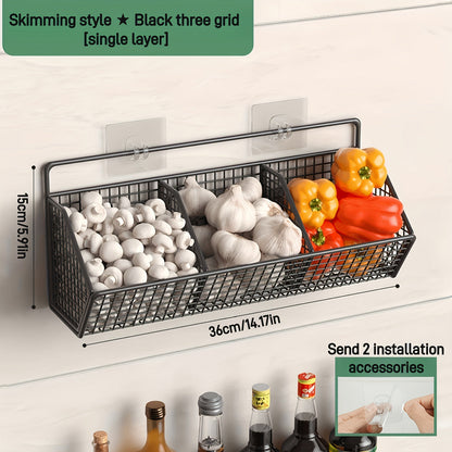 Space-Saving Wire Kitchen Wall Basket Organizer