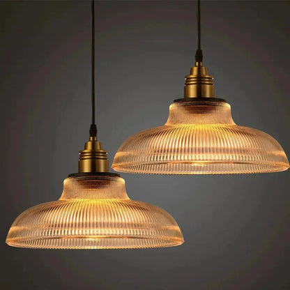 Classic Glass Pendant Light - Elegant Striped Home Decor