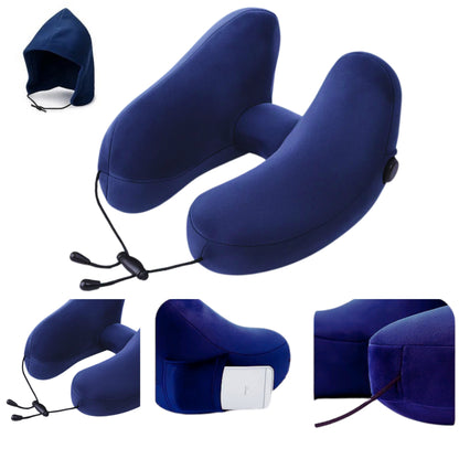 Cozy Travel Pillow with Soft Hood and Neck Support
