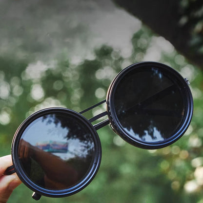 Classic Round Polarized Shades with Adjustable Tint