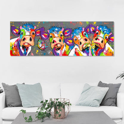 Vibrant Farm Animal Wall Art Canvas Print 40x120cm