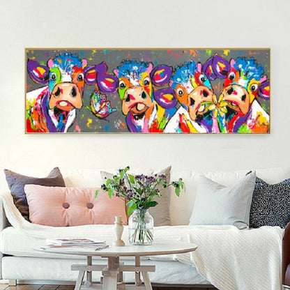 Vibrant Farm Animal Wall Art Canvas Print 40x120cm