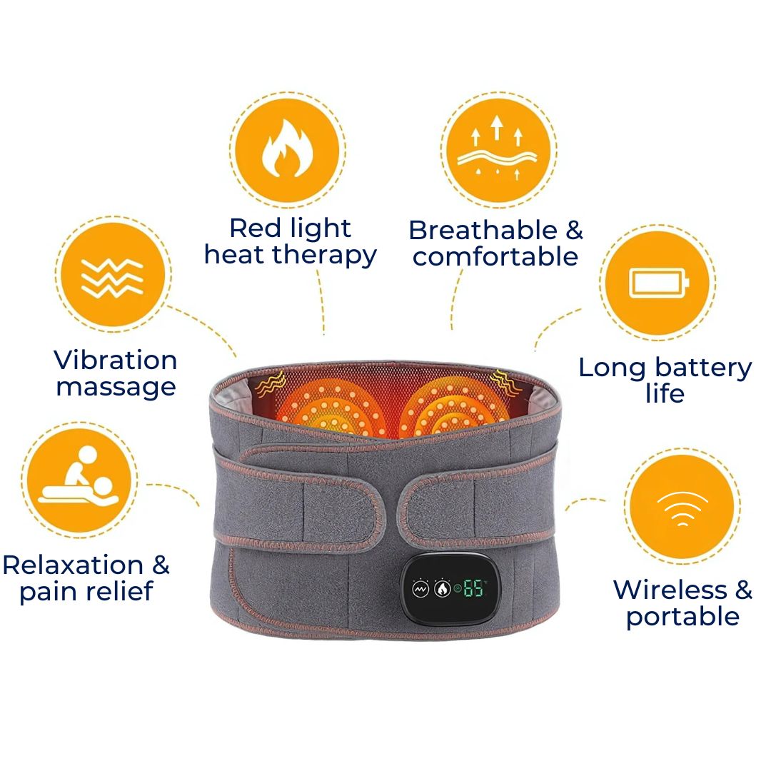 Warm Back Support Belt with Red Light Therapy