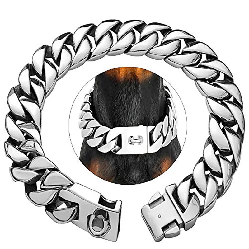 Strong Metal Dog Collar - Durable Stainless Steel Pet Collar