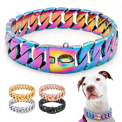 Strong Metal Dog Collar - Durable Stainless Steel Pet Collar