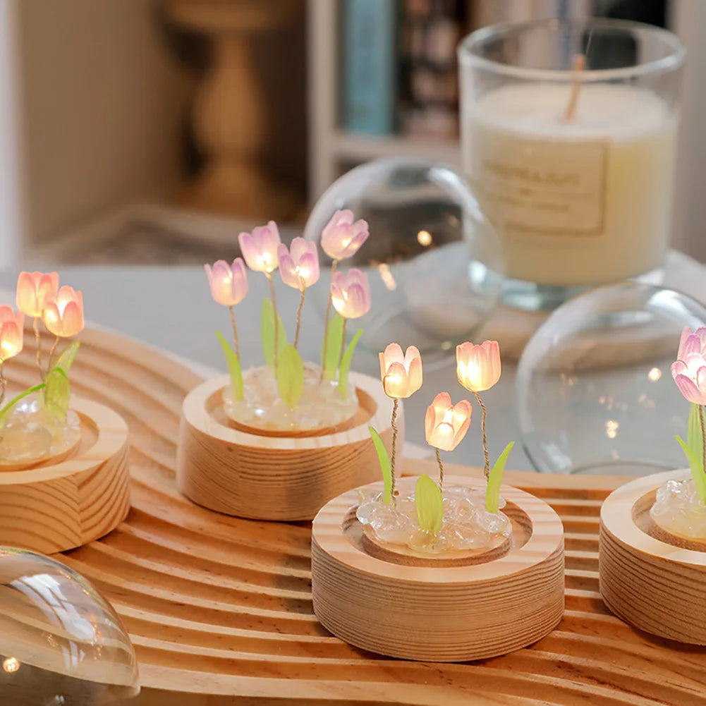 Stylish Floral Glass Table Lamp