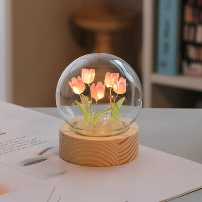 Stylish Floral Glass Table Lamp