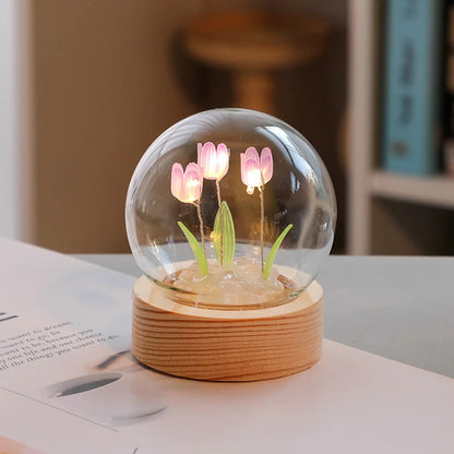 Stylish Floral Glass Table Lamp