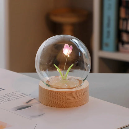 Stylish Floral Glass Table Lamp