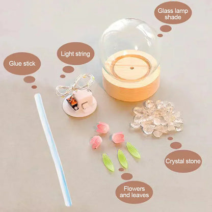 Stylish Floral Glass Table Lamp