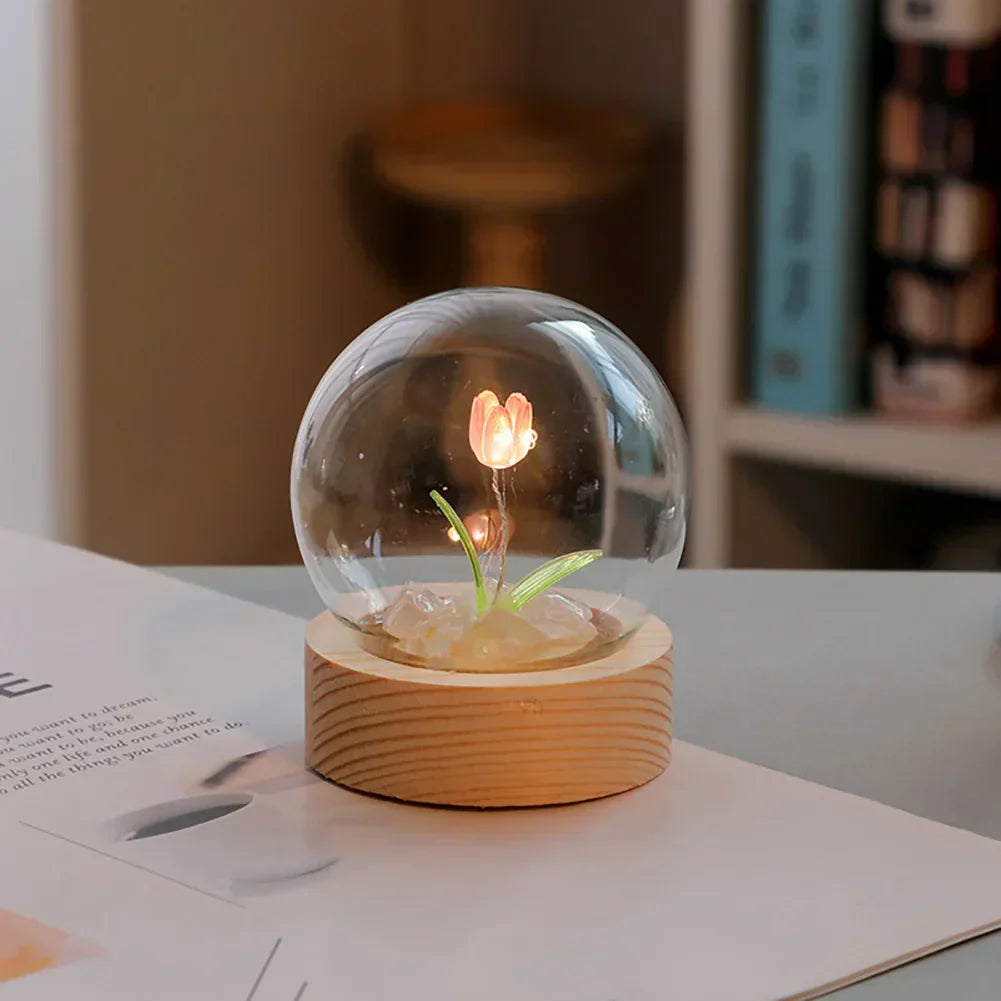 Stylish Floral Glass Table Lamp - Befez