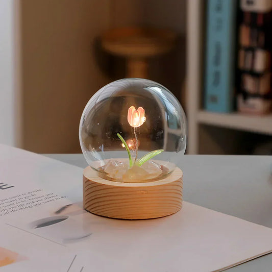 Stylish Floral Glass Table Lamp - Befez