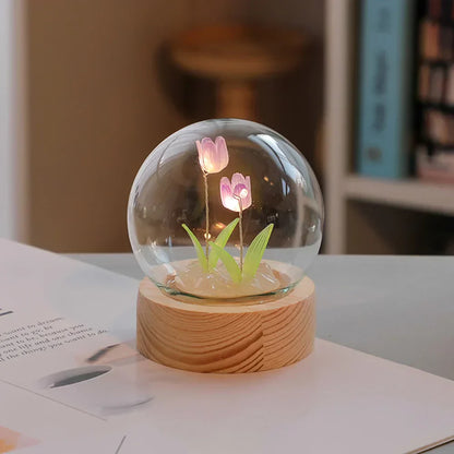Stylish Floral Glass Table Lamp