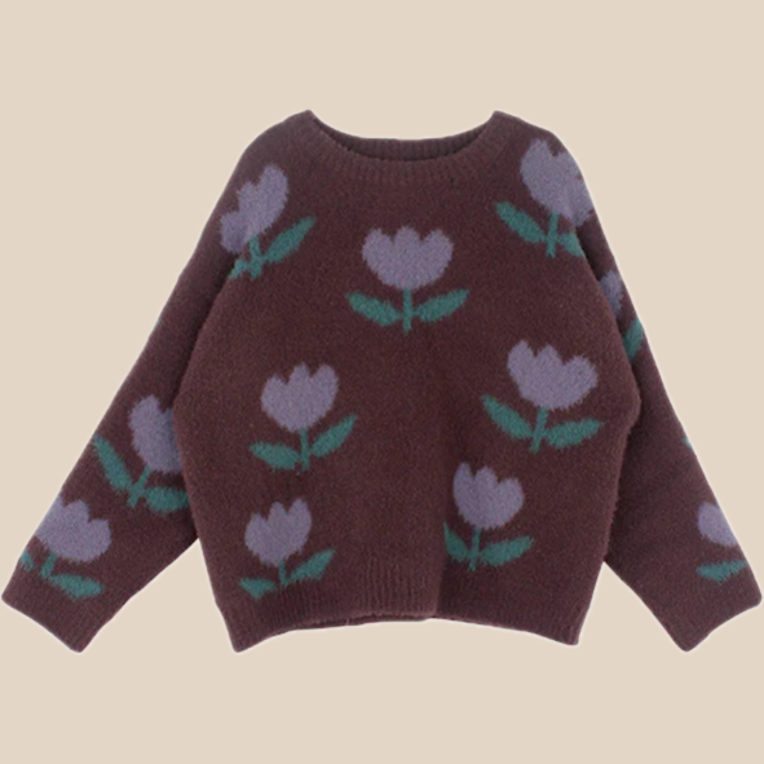 Soft Girls Tulip Sweater Brown Cotton
