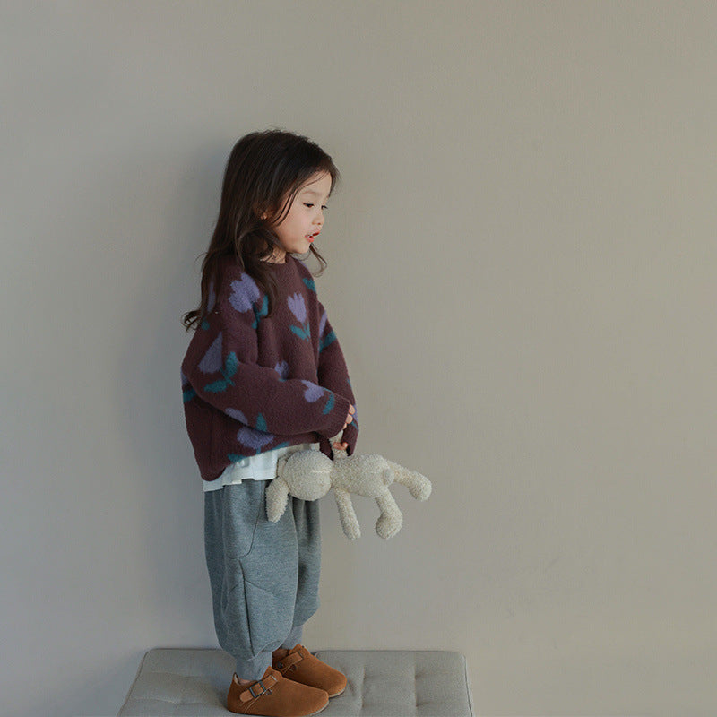 Soft Girls Tulip Sweater Brown Cotton
