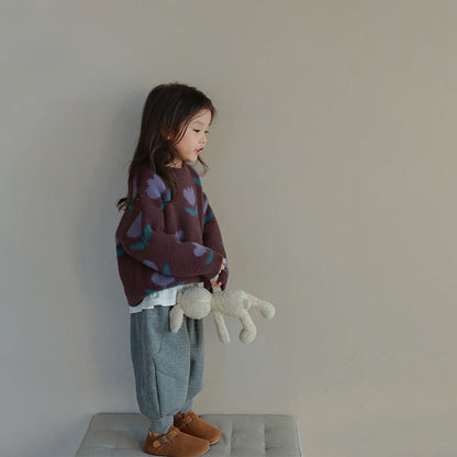 Soft Girls Tulip Sweater Brown Cotton
