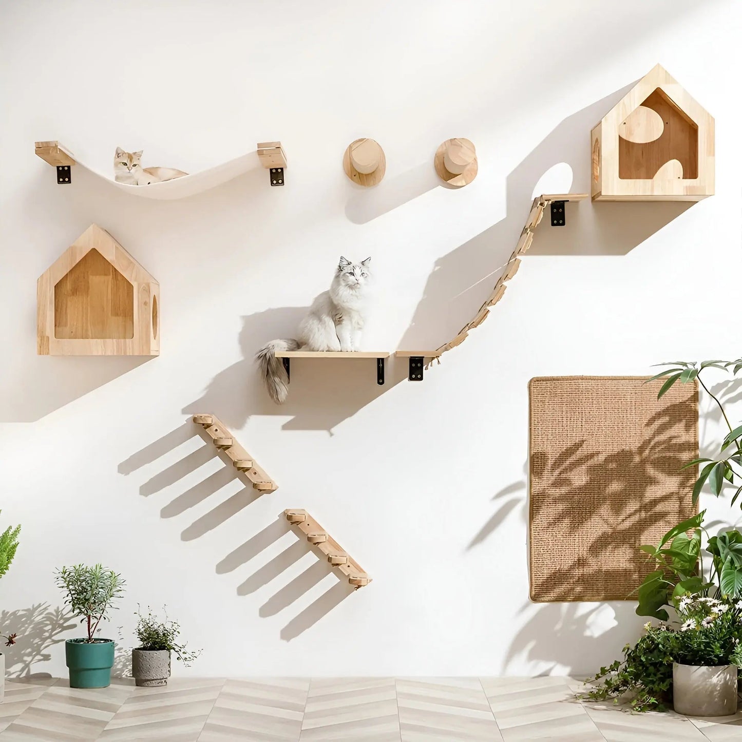 Cat Tower Wall Shelf with Scratch Pad