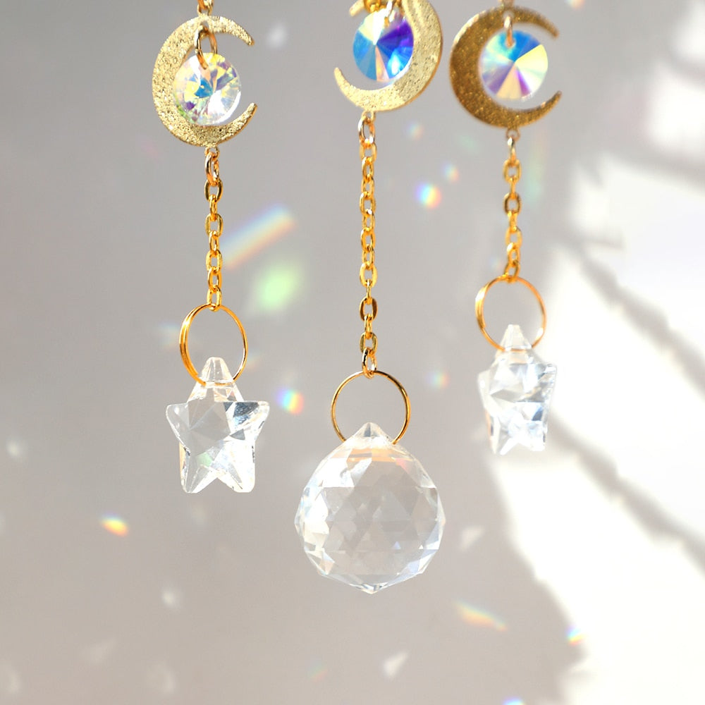 Sparkling Glass Moon Wall Decoration