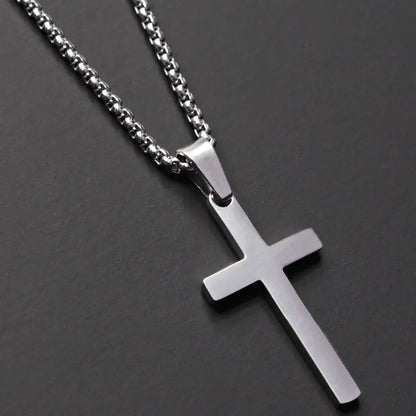 Simple Silver Cross Chain Necklace