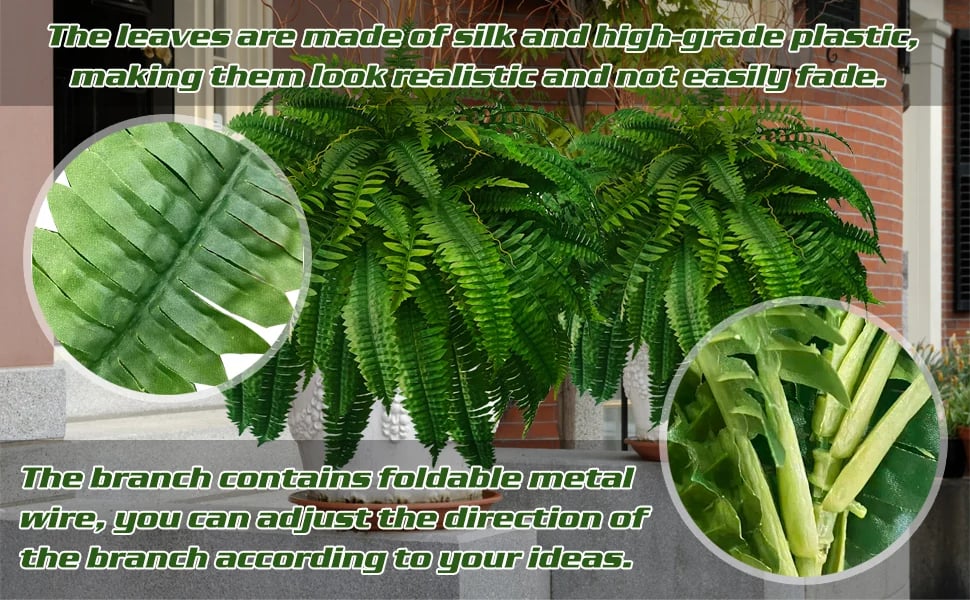 Outdoor Artificial Fern Plant with UV and Weather Resistance