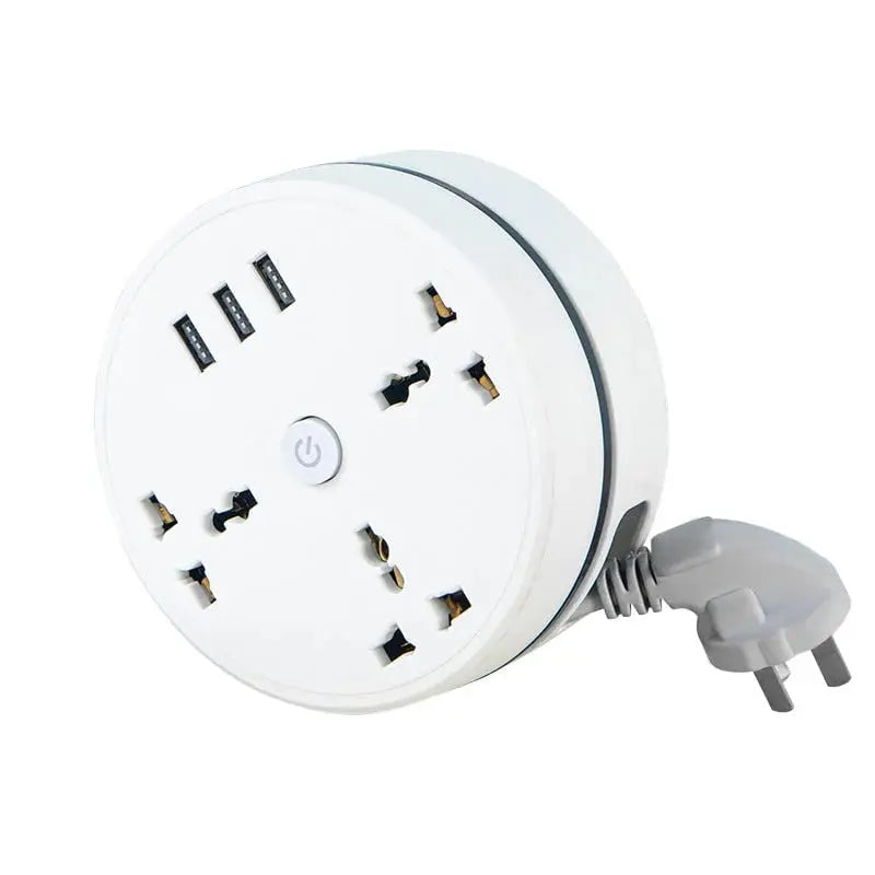 Compact Power Strip with USB and Retractable Cord