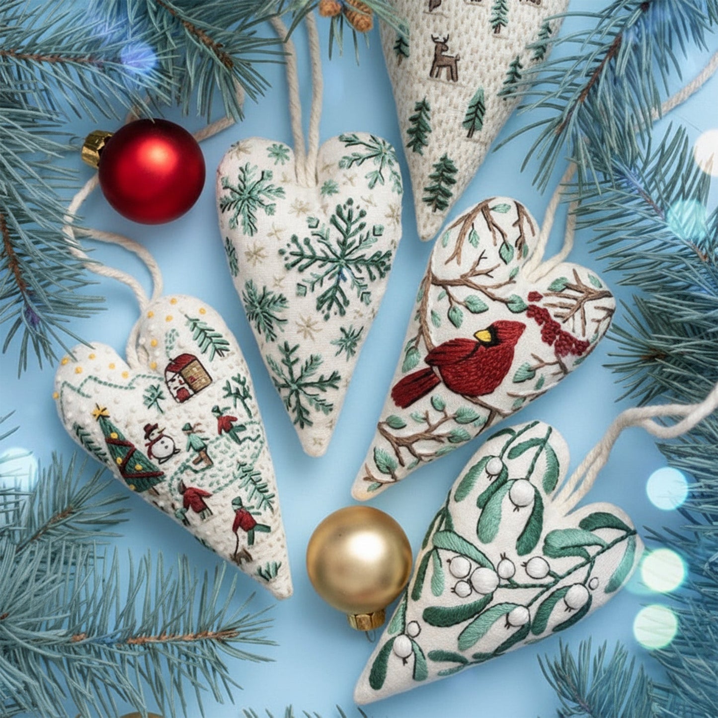 Easy Heart Shaped Embroidery Ornament Kit